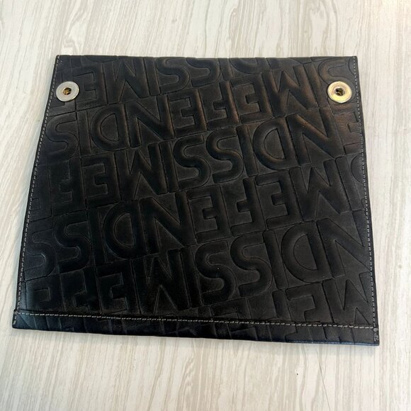 Vintage Authentic Embossed Logo'd Black Leather Fendi Pouch - Picture 5 of 6